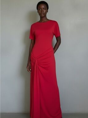 Knot-Detail Red Maxi Dress